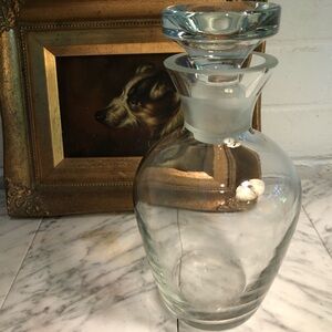 Smaller (heavy) CRYSTAL DECANTER  with frosted stopper.